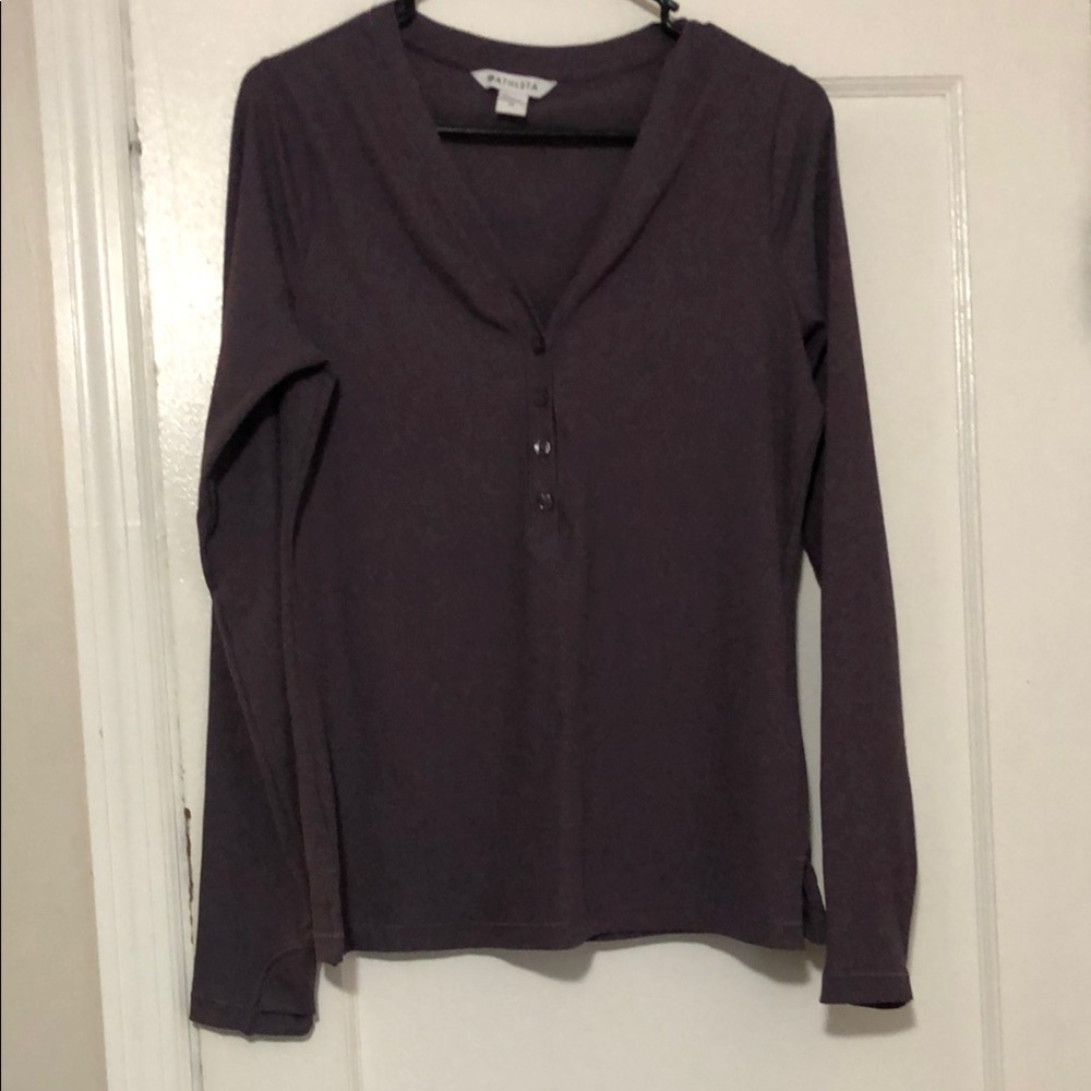 Athleta Purple Ribbed Henley